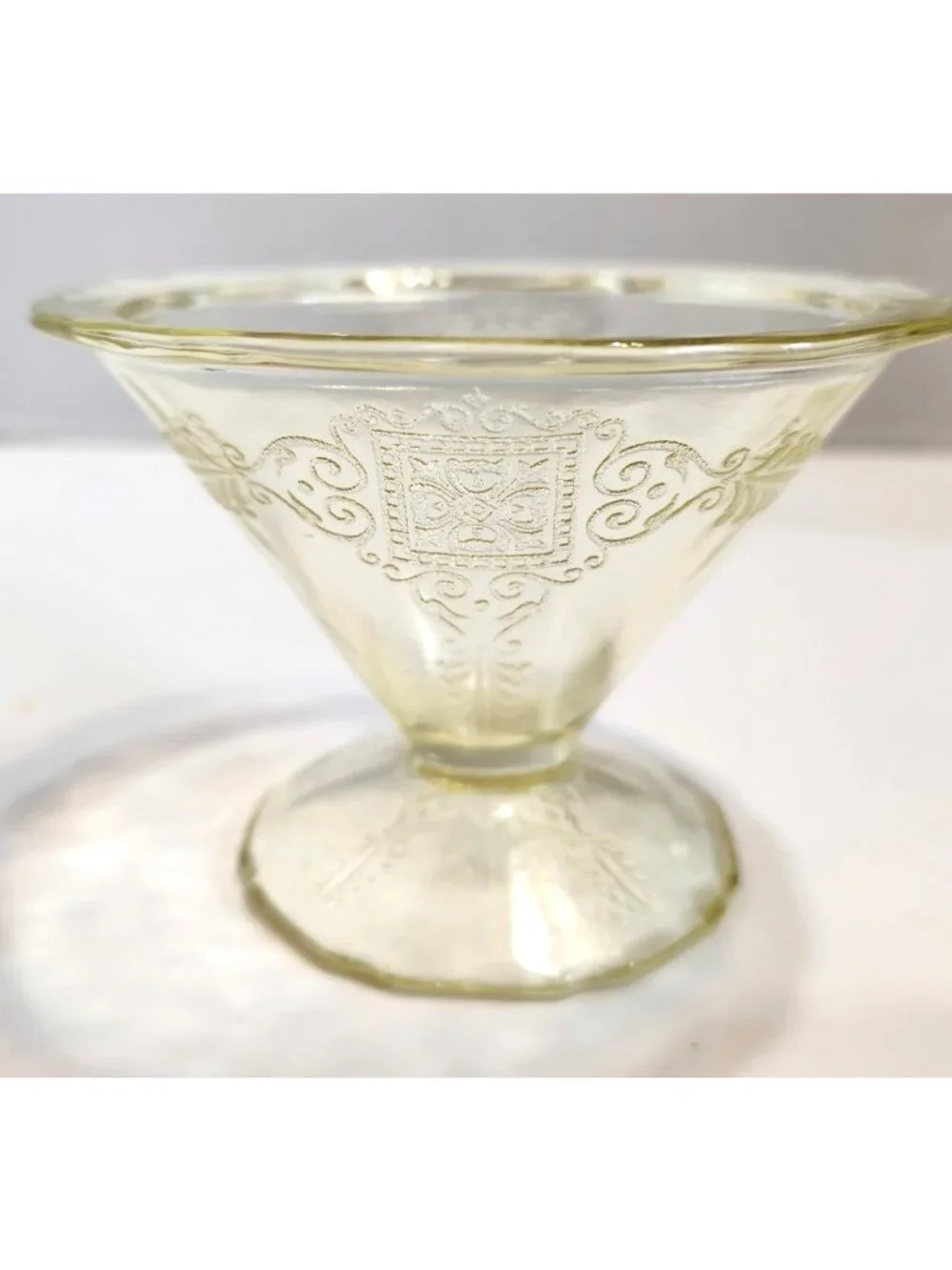 Hazel Atlas Glass Roxana Yellow Low Footed Sherbet Dish Depression Glass 1930's